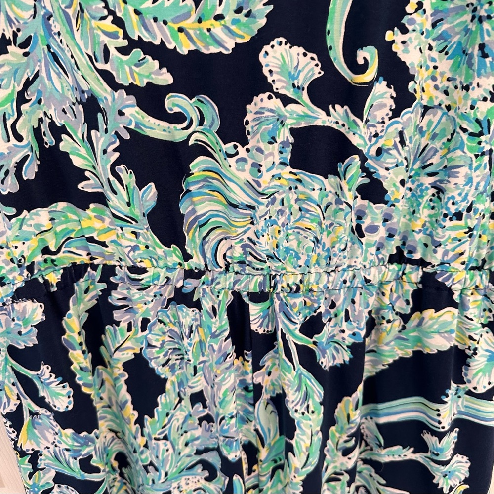 Lilly Pulitzer Lula Romper High Tide Navy Scuba Doo Ruffled Sleeves, Size Medium - Picture 4 of 15
